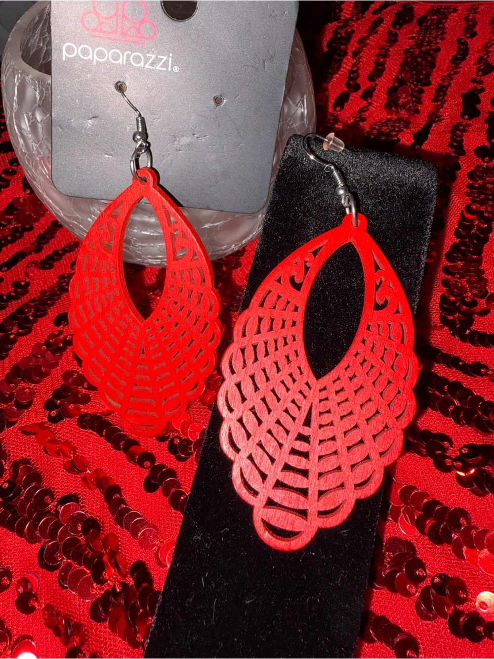paparazzi Red wood Teardrop Dangle Earrings